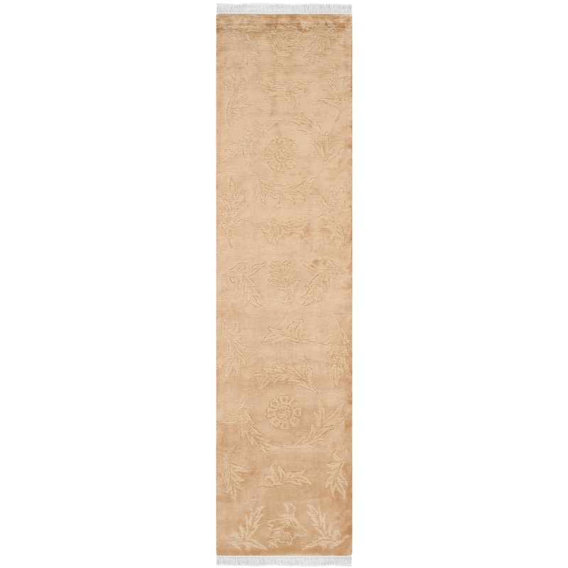 SAFAVIEH Couture Hand-knotted Tibetan Rosamarie Modern Wool Rug with - 2'6" x 12' Runner - Green/Gold