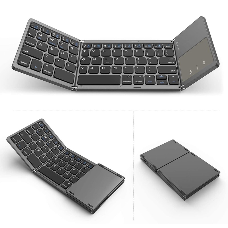 HLOIPYUR Foldable Wireless Bluetooth Keyboard with Ttouchpad for ipad//iPhone//MacBook//PC Computer//Android Tablet