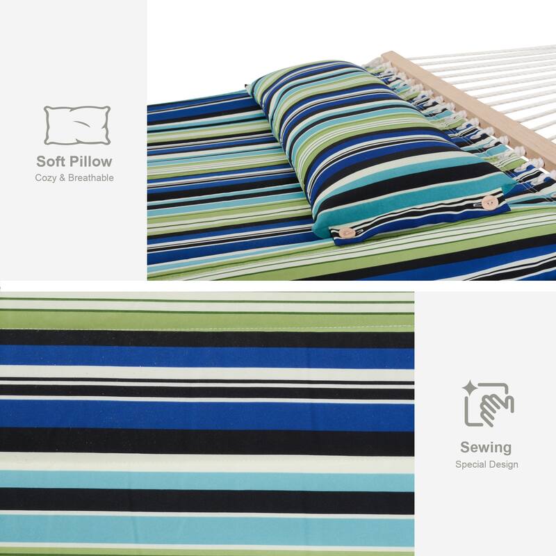 Double Spreader Bar Hammock With 13.5 ft. Wooden Stand - 162*55.1*48.8