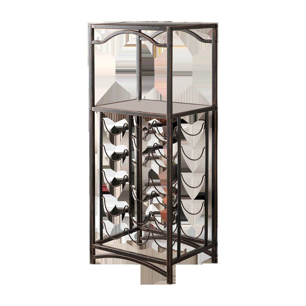 Pilaster Design Ashton Brushed Copper Metal Wine Rack Display Stand - 15"W x 12"D x 35"H