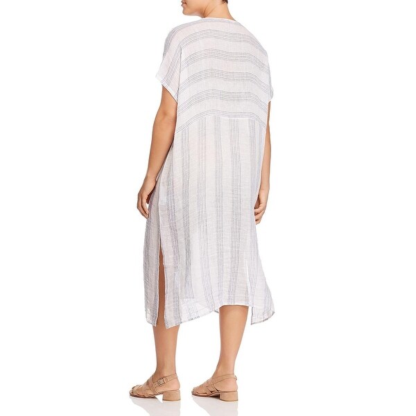 eileen fisher striped linen dress