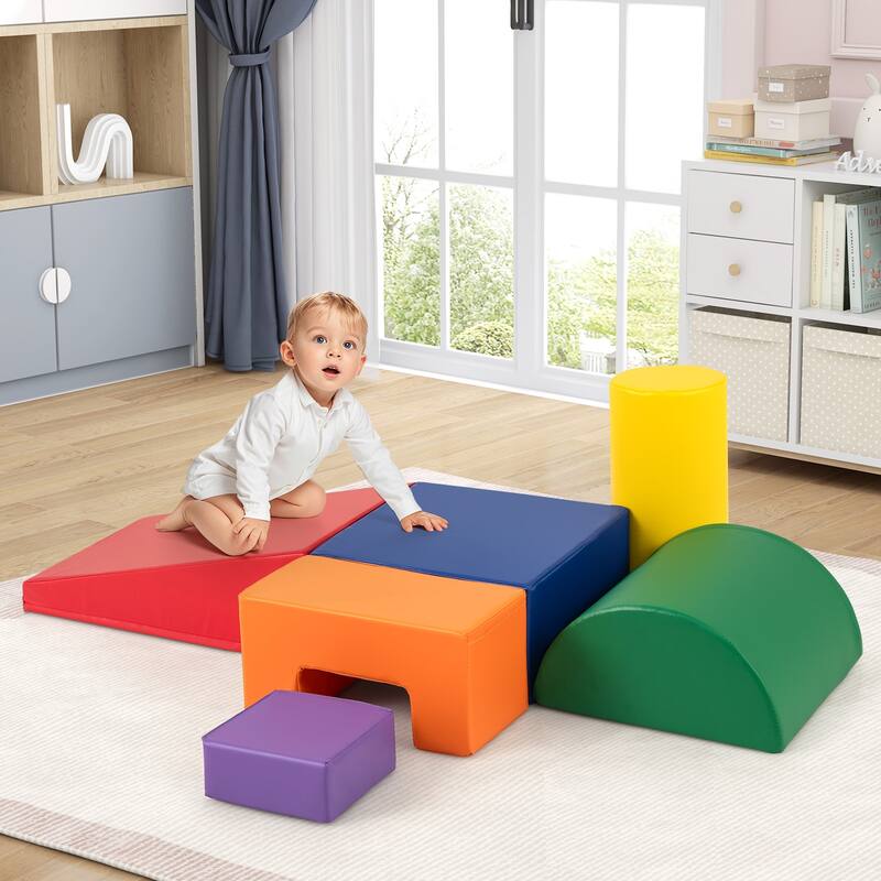 Gymax 6 PCS Kids Climber Play Set Indoor Foam Climb & Crawl Activity