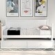 preview thumbnail 1 of 7, Twin Size Wood Daybed with Twin Size Trundle Wooden Upholstered Bed Frame for Lawn Living Room Bed Room Easy Assembly White