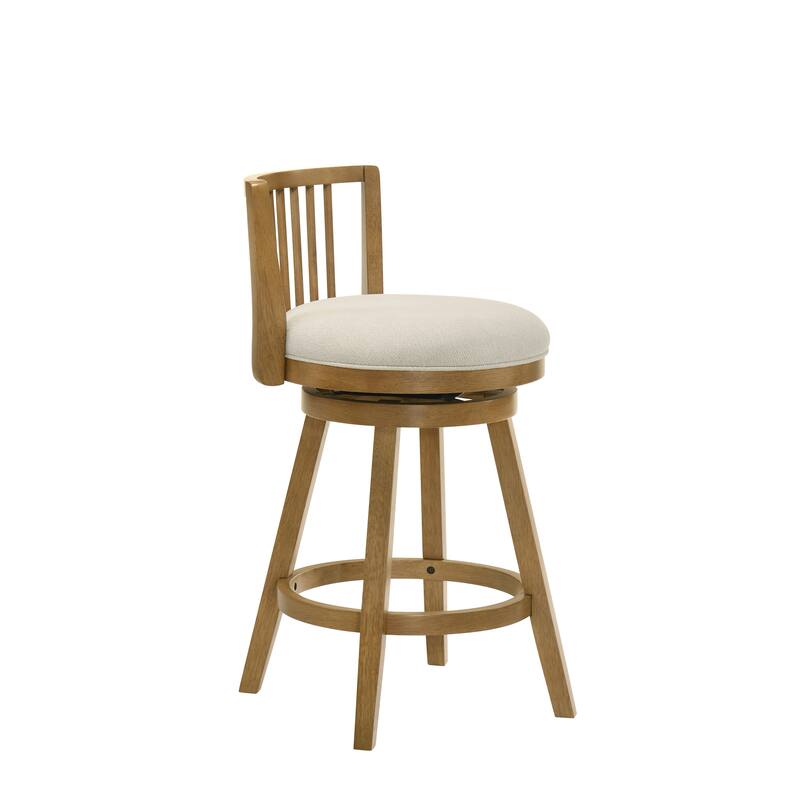 Harper Modern Swivel Bar Stool, Upholstered Counter Height Chair with Solid Wood Frame