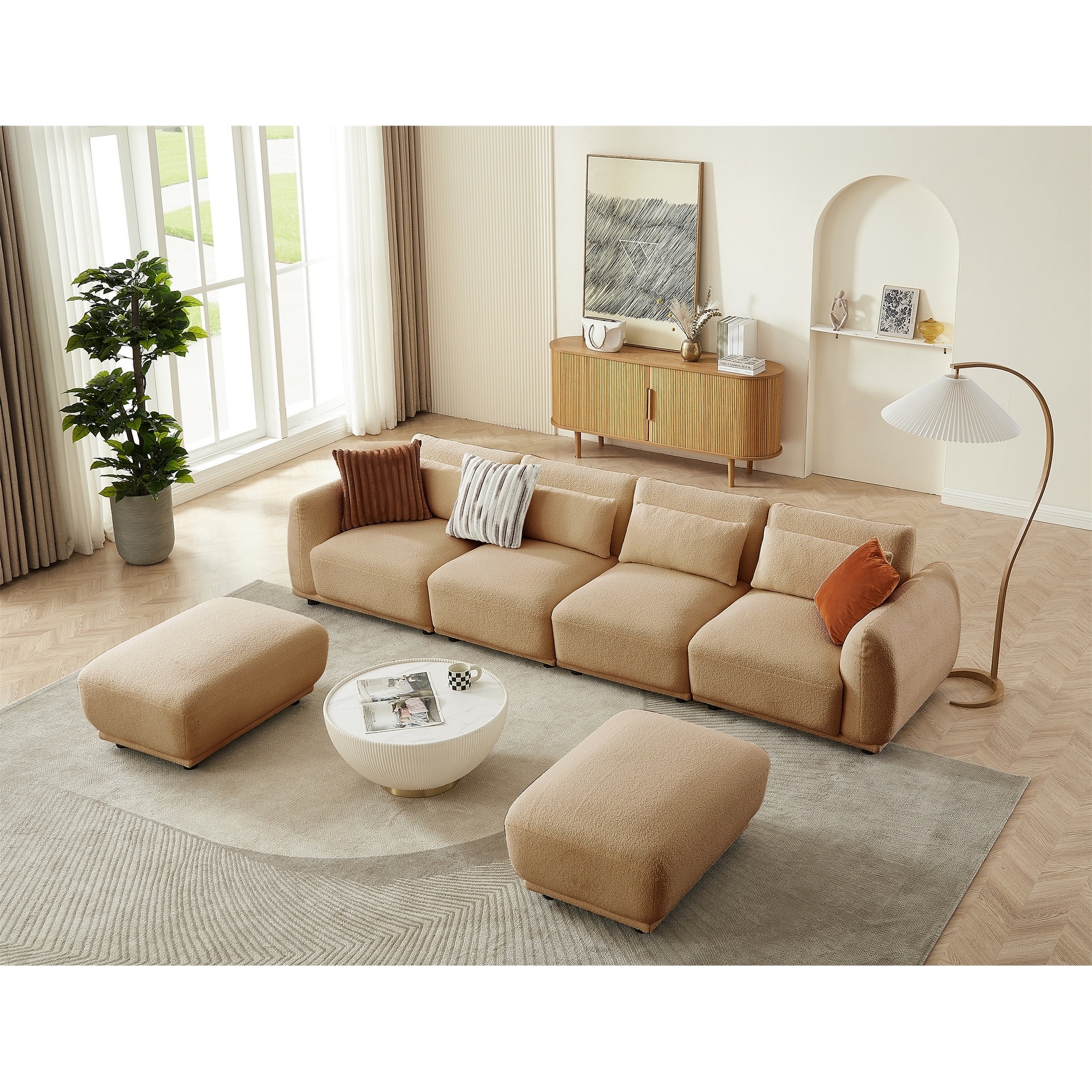 Comfy Lambswool Modular Sofa For Living Room Boucle Sectional