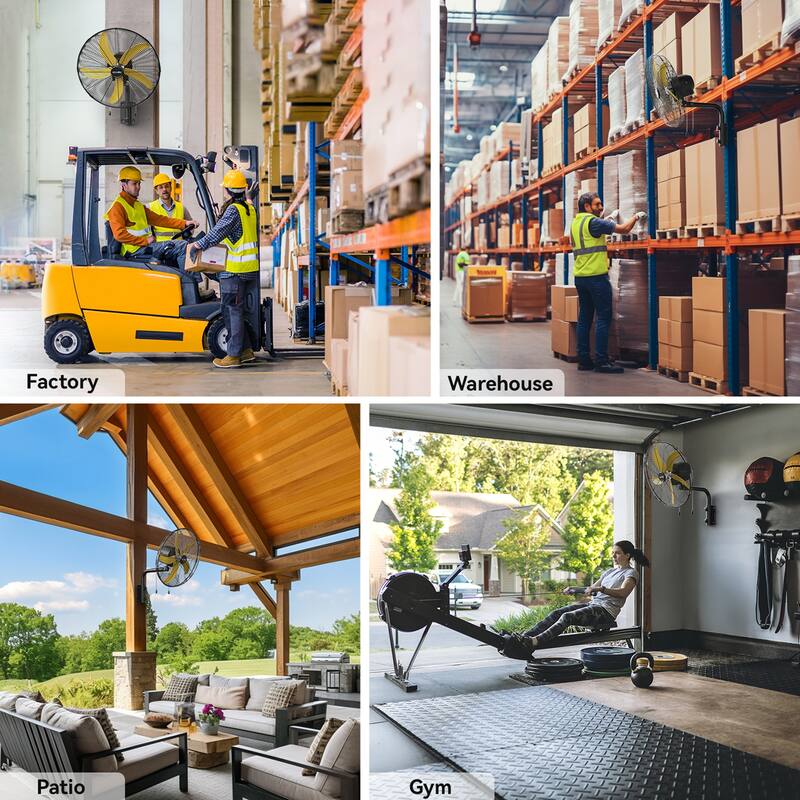 20" Industrial Black 3-Speed Commercial Grade Wall Mount Fan