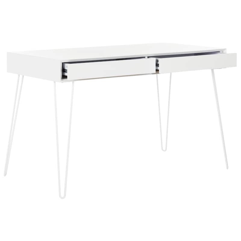 SAFAVIEH Nanette Mid-Century Retro White 2-Drawer Desk
