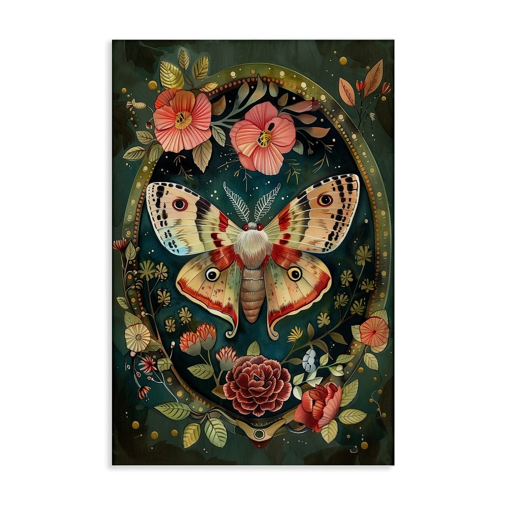 Stupell Victorian Moth & Florals Canvas Wall Art Design By The Dutch Lady