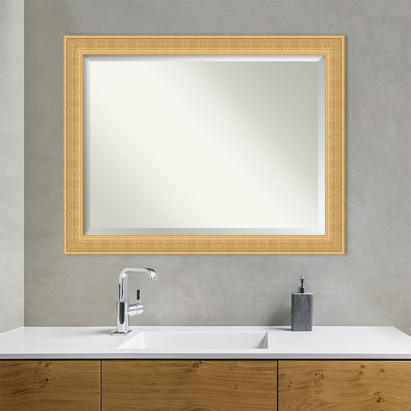 Trellis Beveled Wood Framed Bathroom Vanity Wall Mirror - Trellis Gold