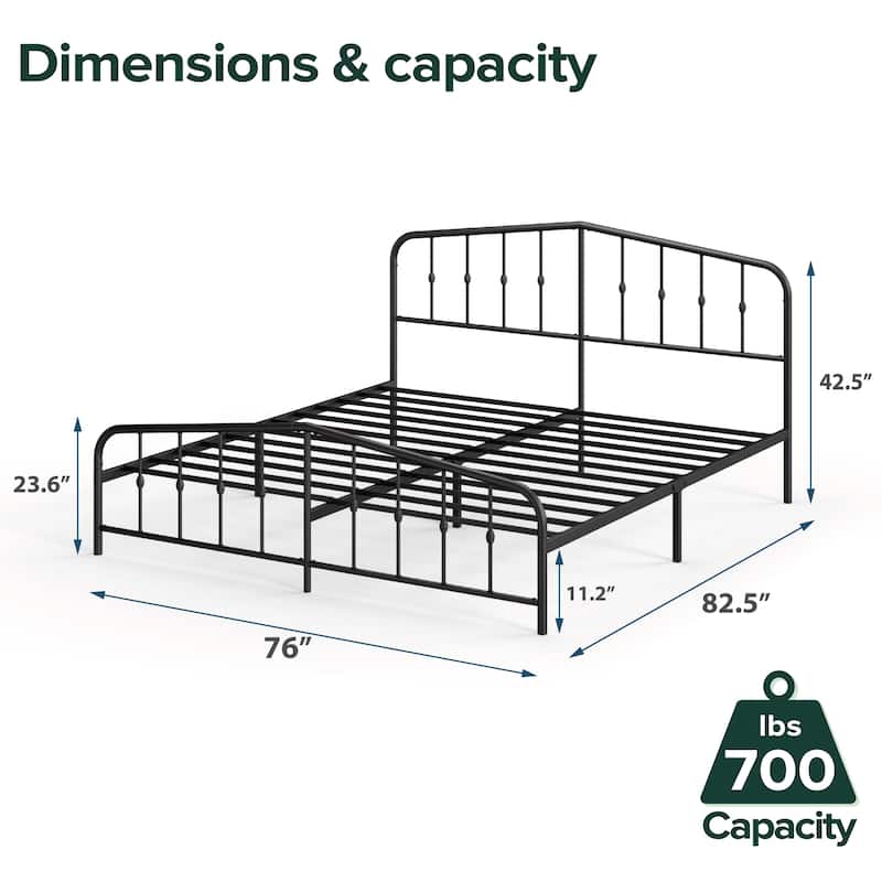 Priage by ZINUS Traditional Metal Platform Bed Frame - Black - King