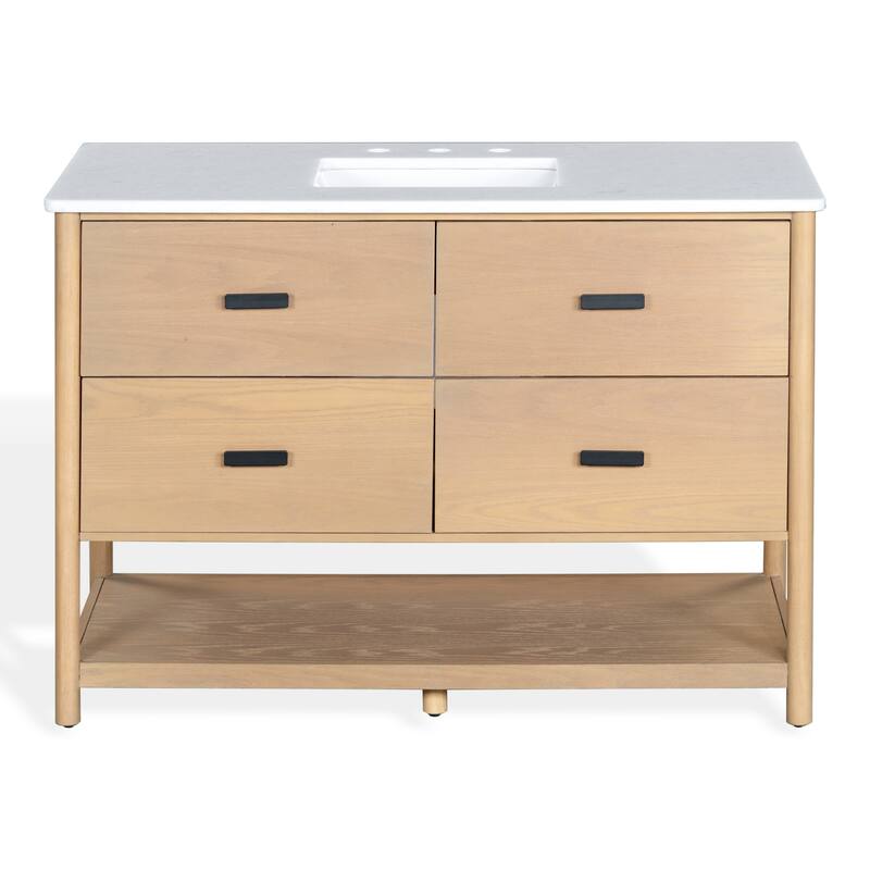 SAFAVIEH Couture Jaylessa Vanity - 48"W x 22"D x 34"H - Natural/White