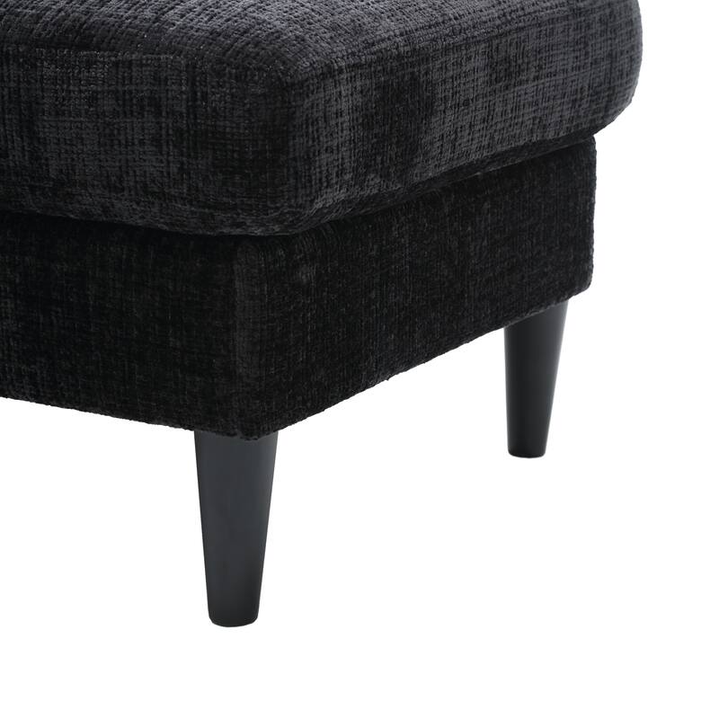 Modular Sectional Sofa with Storage Ottoman, Comfy Chenille Fabric Sofa, 3-Seater Sofa with Side Pockets & 2 Cup Holders