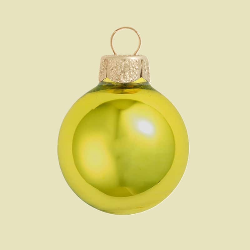 Small Shiny Finish Glass Christmas Ball Ornaments - 2" (50mm) - Soft Yellow - 28ct