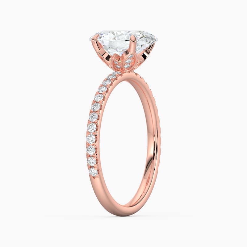 Auriya 14k Gold Oval Lab Grown Floral Petal Diamond Accent Engagement Ring 1.00 to 5.00 ct. tw. (F-G, VS)