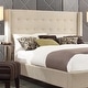 preview thumbnail 2 of 11, Marion Button-tufted Wingback Headboard by iNSPIRE Q Bold Full Beige Linen Headboard - Full