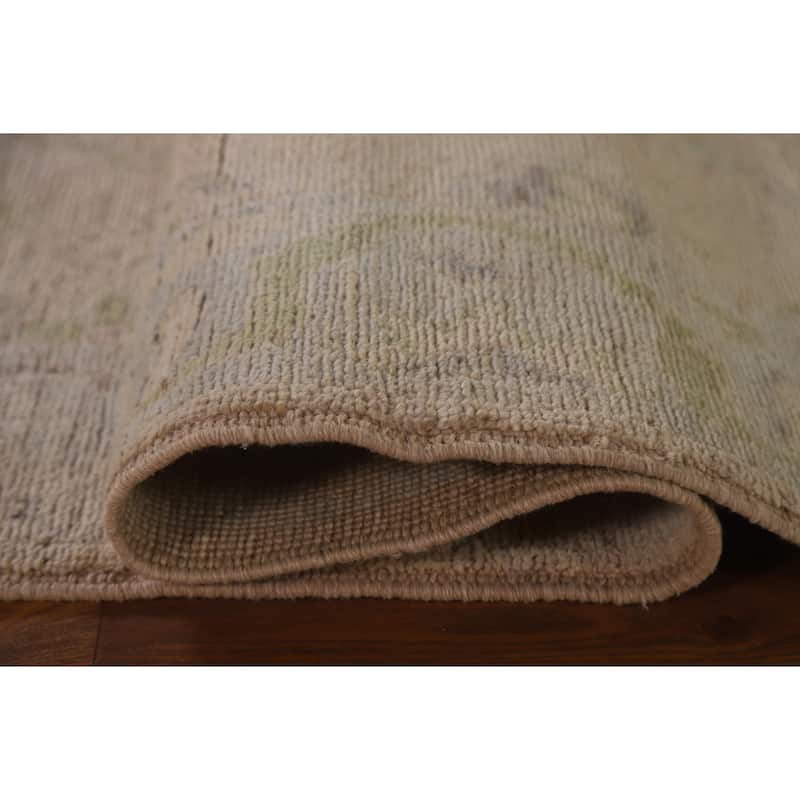 Floral Oushak Turkish Runner Rug Hand-knotted Wool Carpet - 3'1"x 9'10"