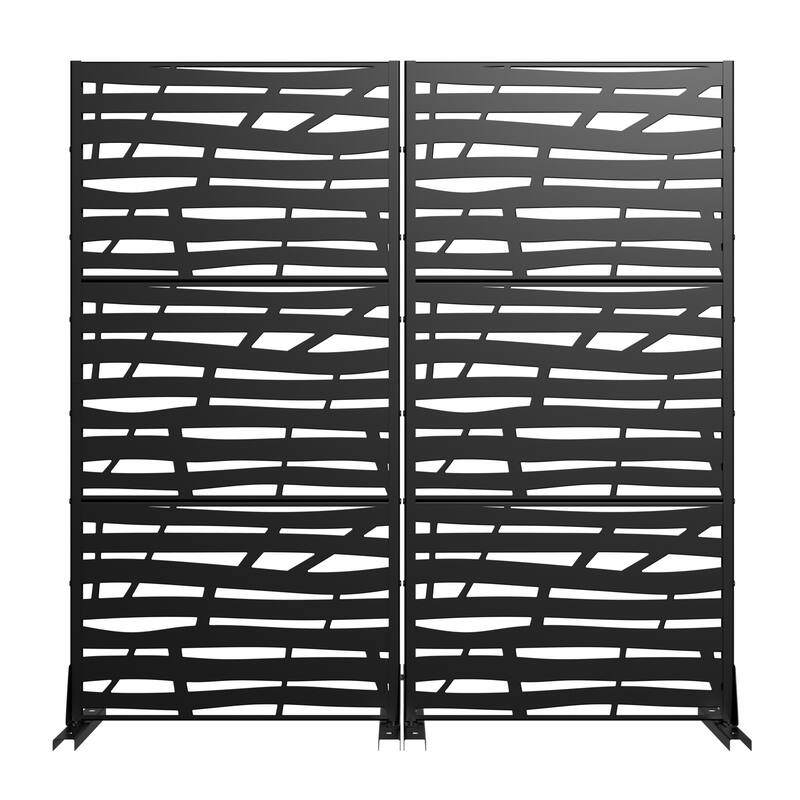 Metal Privacy Screen Fence Panel with Stylish Pattern Set of 2
