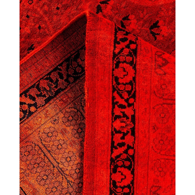 Overton Hand Knotted Wool Vintage Inspired Modern Contemporary Overdyed Orange Area Rug - 6' 1" x 9' 3"