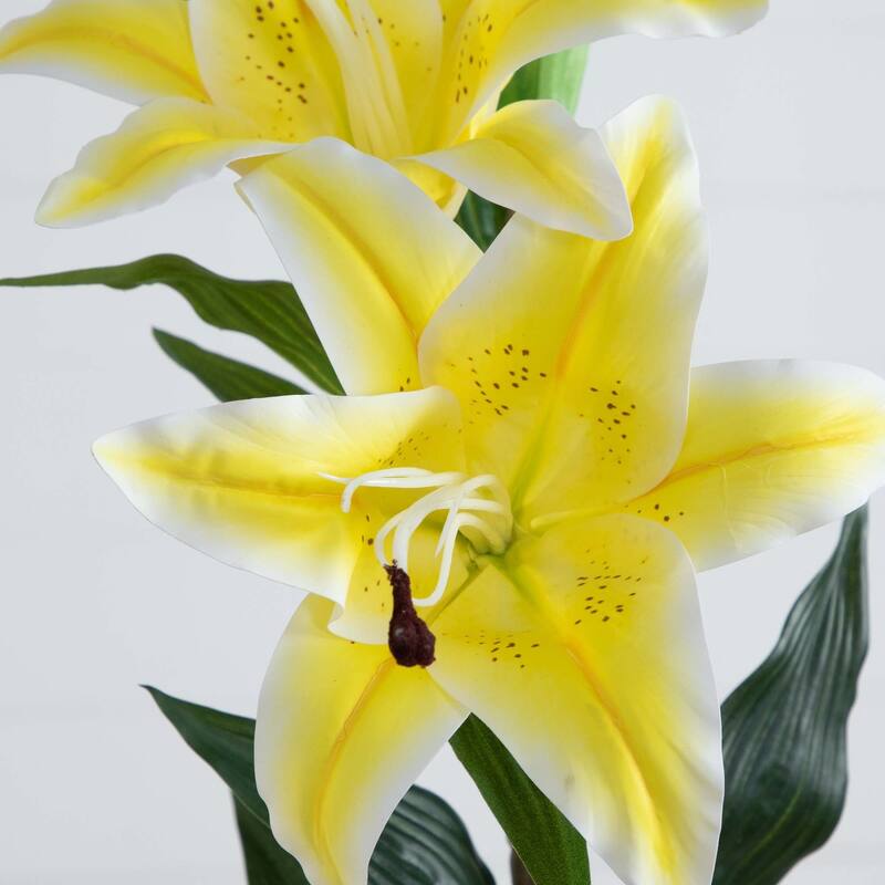 Lily Artificial Floral Stem Sprays - 31" - Set of 3 - Yellow