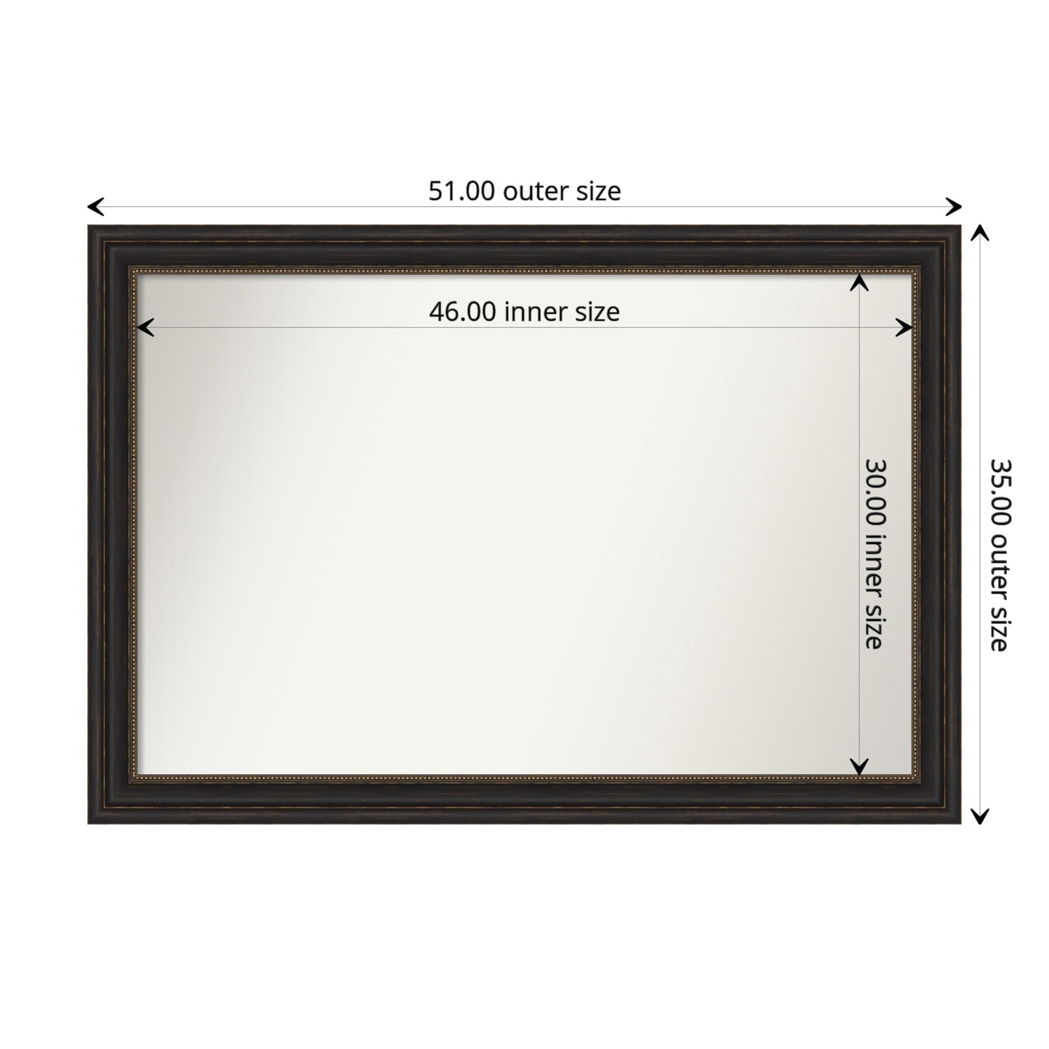 Accent Bronze Framed Non-Beveled Custom Wall Mirror, Bathroom Vanity Mirror