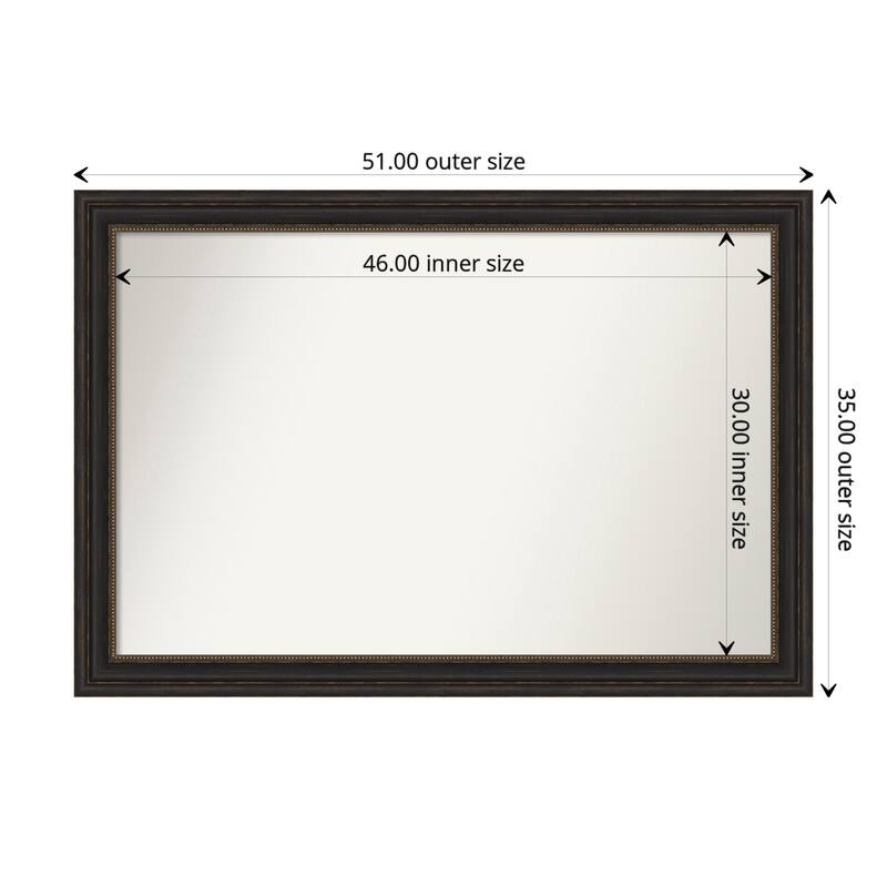Accent Bronze Framed Non-Beveled Custom Wall Mirror, Bathroom Vanity Mirror - Outer Size: 51 x 35