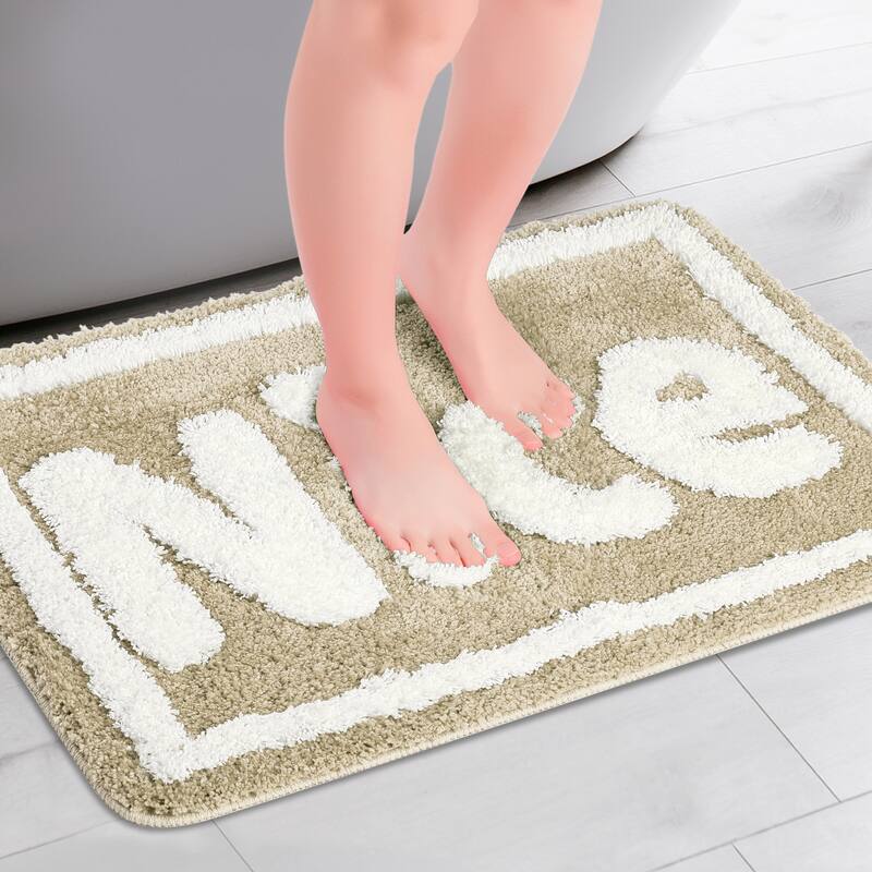 Plush Non-slip Bathroom Letter Rug, Soft Absorbent Bath Mat for Bathroom, Floor, Tub, Shower Room - Brown