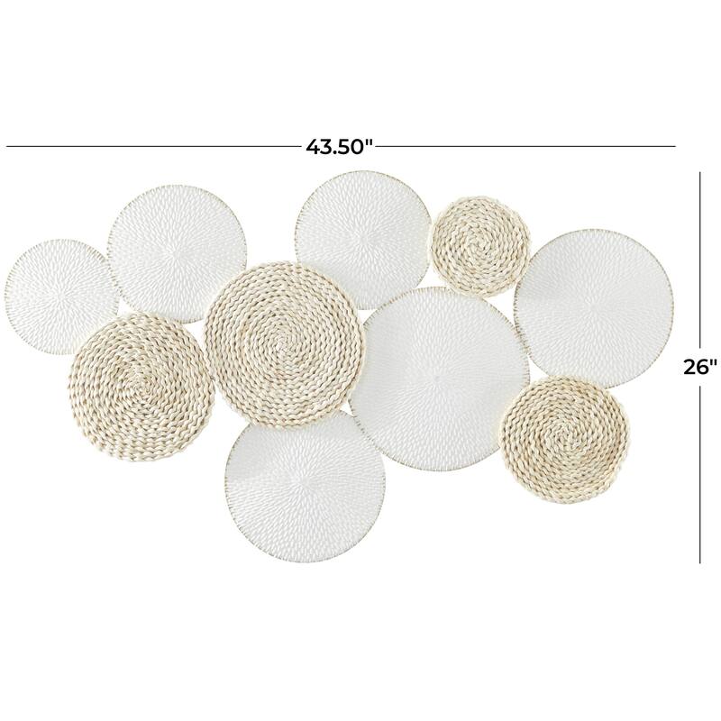 Metal Plate Rope Design Home Wall Decor with Textured Pattern - White - Roche River Decor