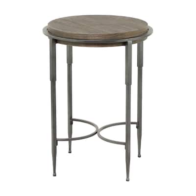 Metal Accent Table with Brown Wood Top - Gray - Roche River Decor - 18"W x 18"L x 25"H