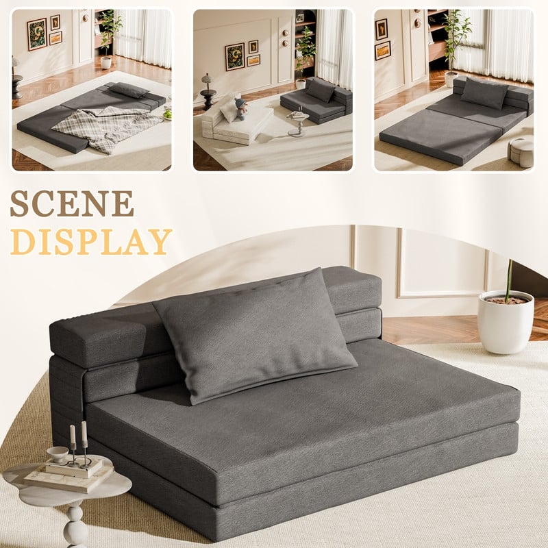 Folding Sofa Bed, Convertible Sleeper Chair with Pilow Foldable Matress, Comfy Floor Sofa Lounge for Living Room, Apartment