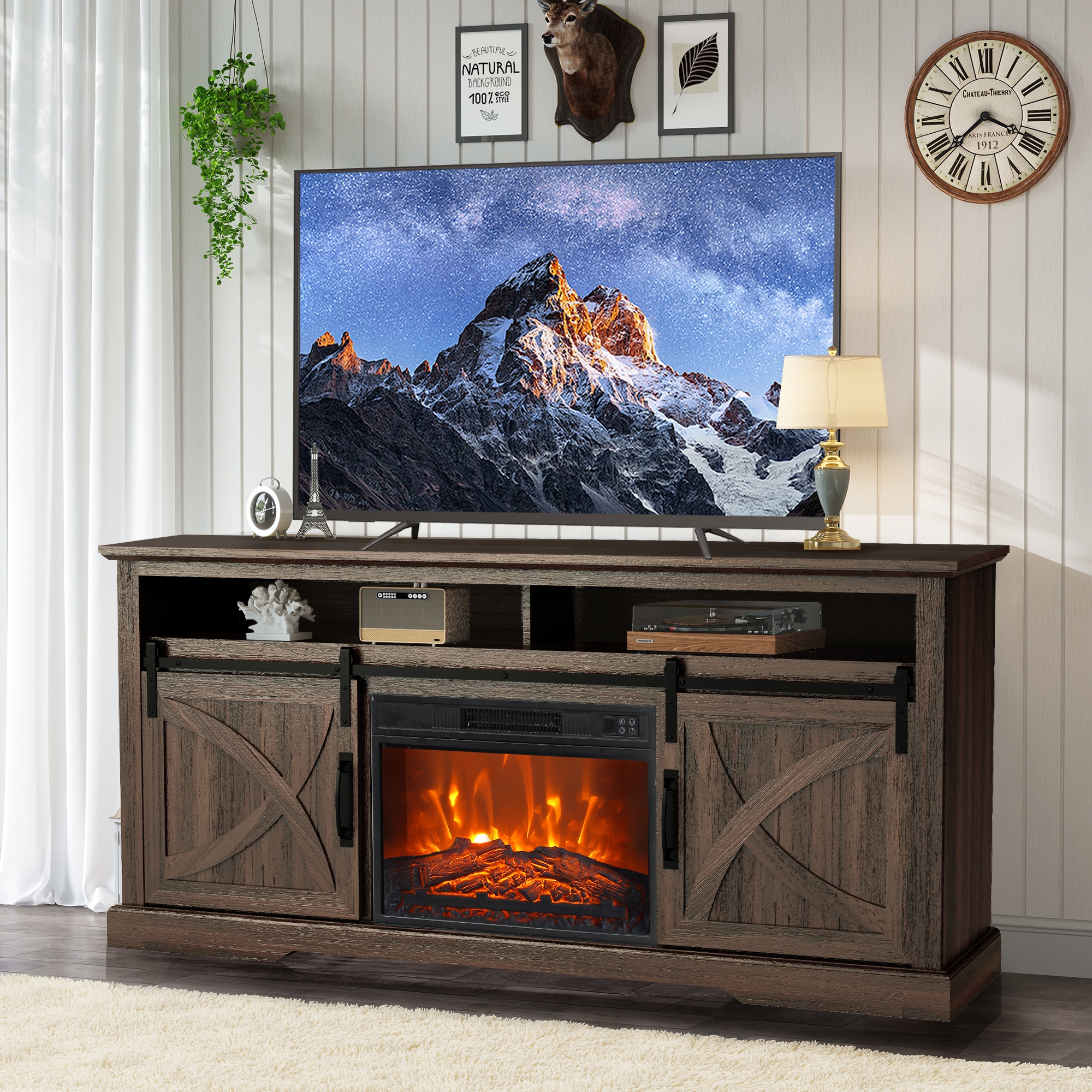 Dark brown wood tv stand hotsell