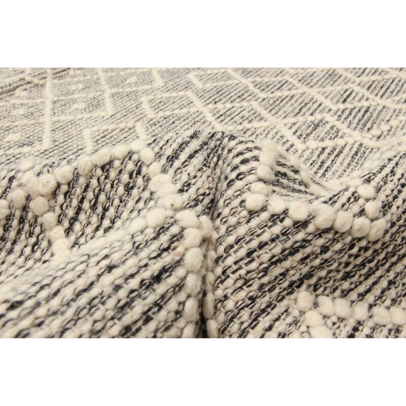 ECARPETGALLERY Braid weave Sienna Black Wool Rug - 5'1 x 8'3