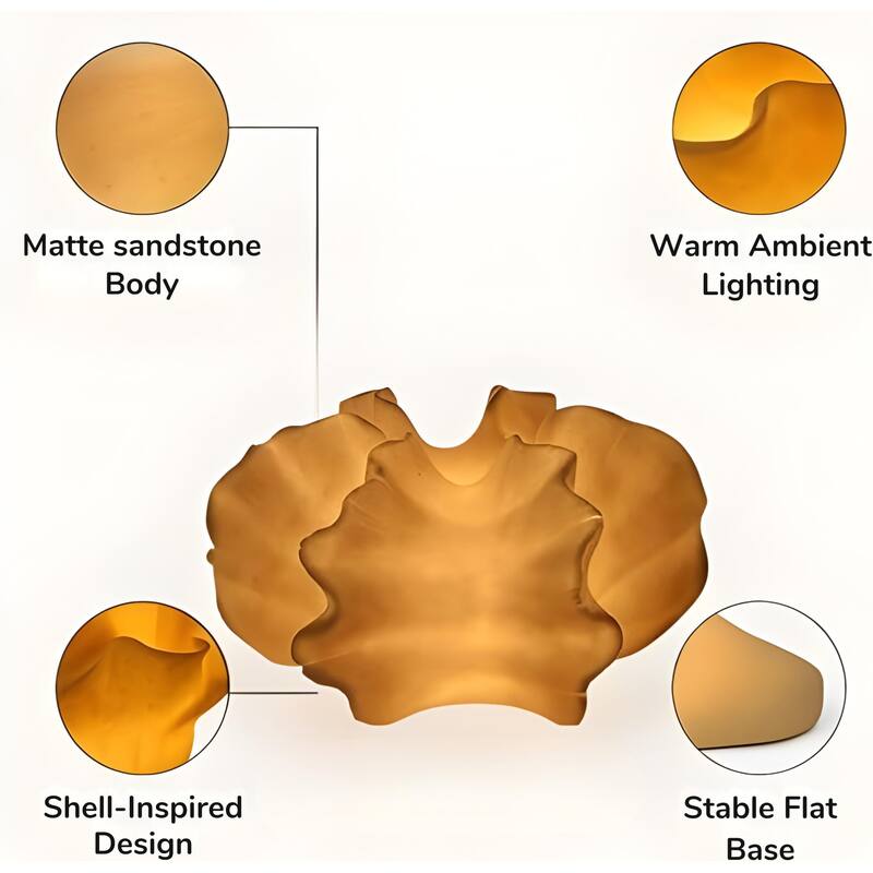 Aria Home Gingko Leaf Table Lamp Sculpted Sandstone LED RGB Compatible