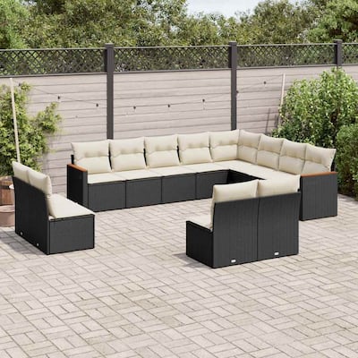vidaXL Patio Sofa Set with Cushions Outdoor Conversation Furniture Poly Rattan