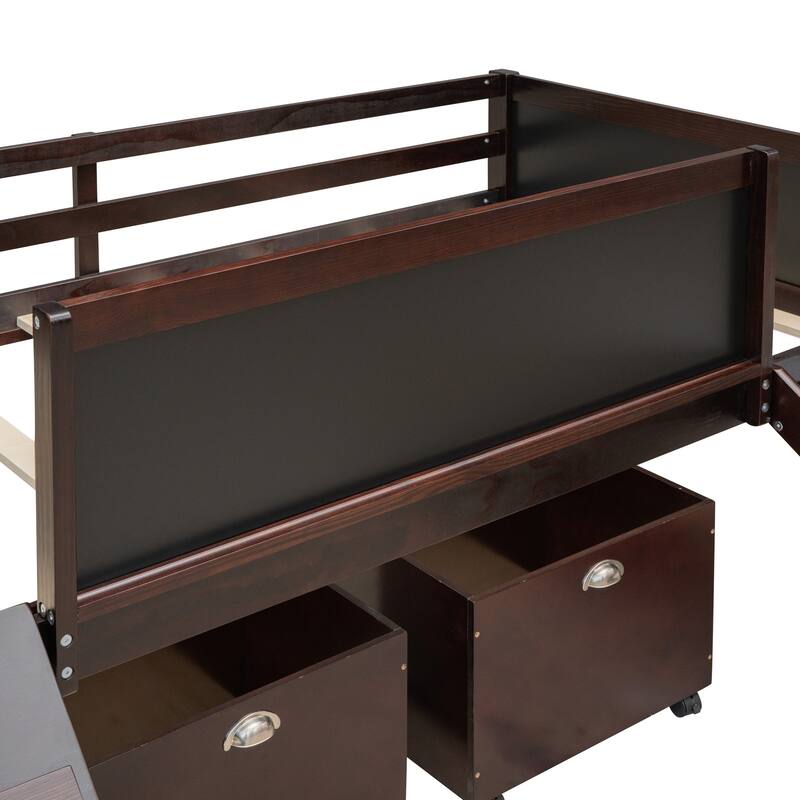 Twin size Loft Bed Wood Bed with Two Storage Boxes Bed Bath & Beyond