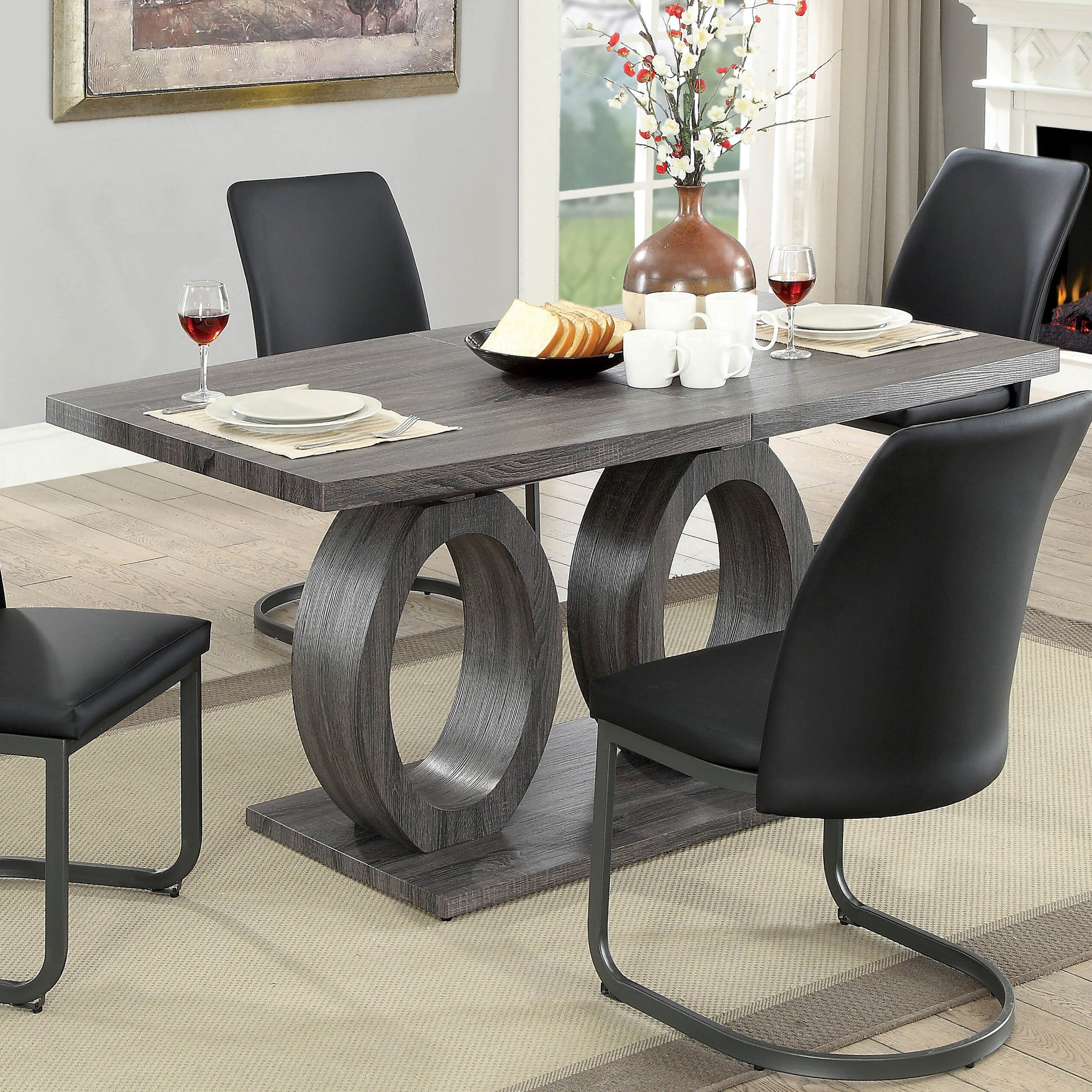 Strick Bolton Chano Grey Contemporary 75 inch Expandable Dining Table