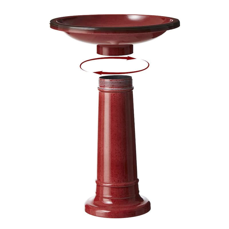 Glitzhome 21.5"H Faux Ceramic Tall Free Standing Outdoor Garden Pedestal Birdbath