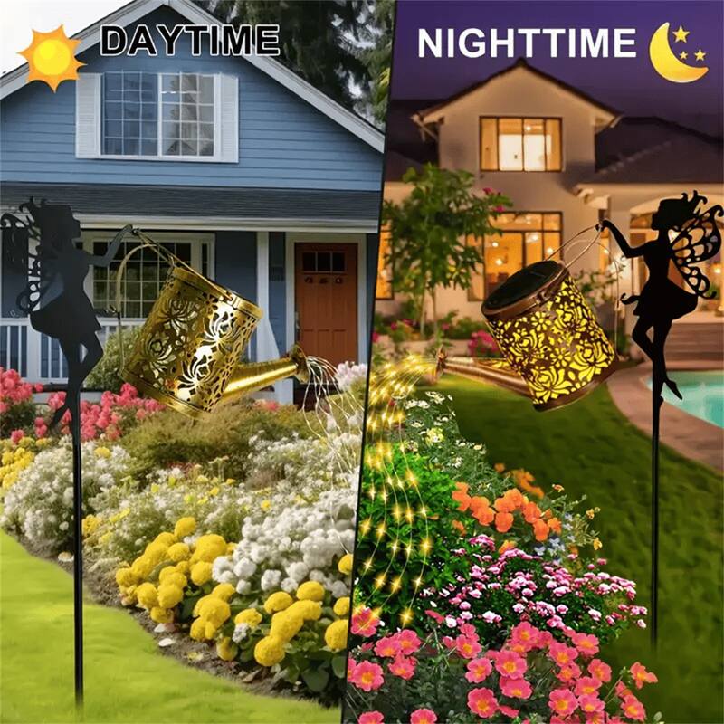 RGB 2 PCS Fairy Garden Decor Light with Solar Watering Can
