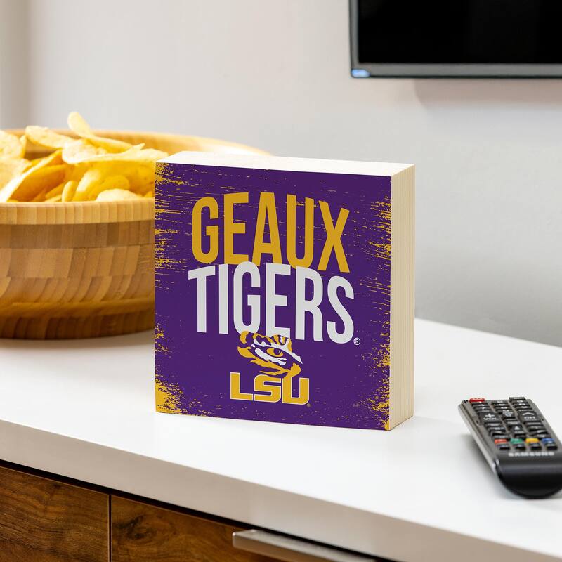 Louisiana State University Wooden Tabletop Mantel Shelf Sign - 6" x 6"