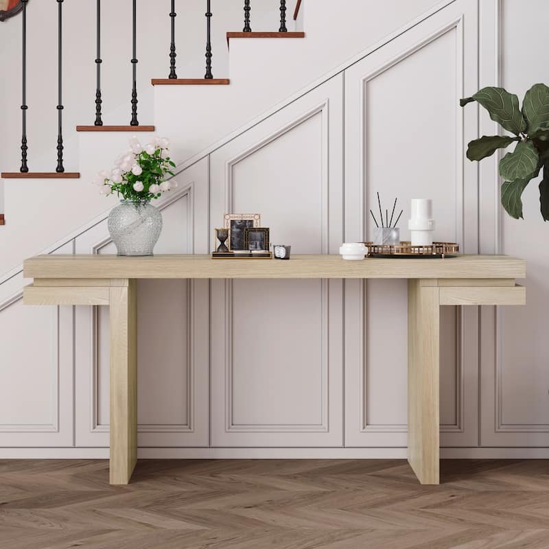 66in Extra Wide Real Wood Veneered Console Table - Oak
