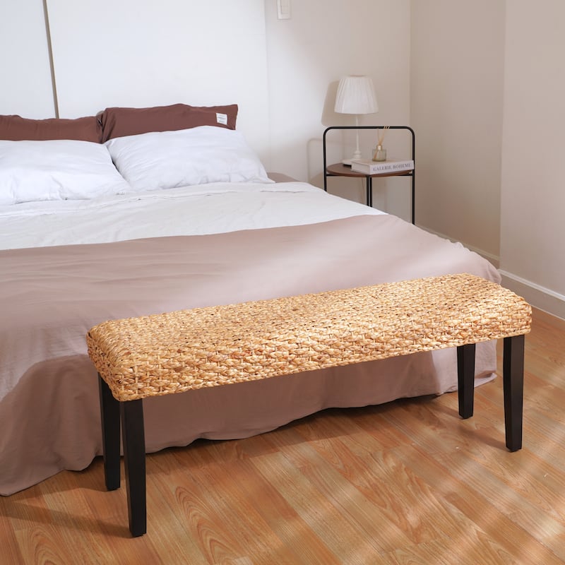 Made4Home Valencia Entryway Bench Water Hyacinth & Acacia Solid Wood