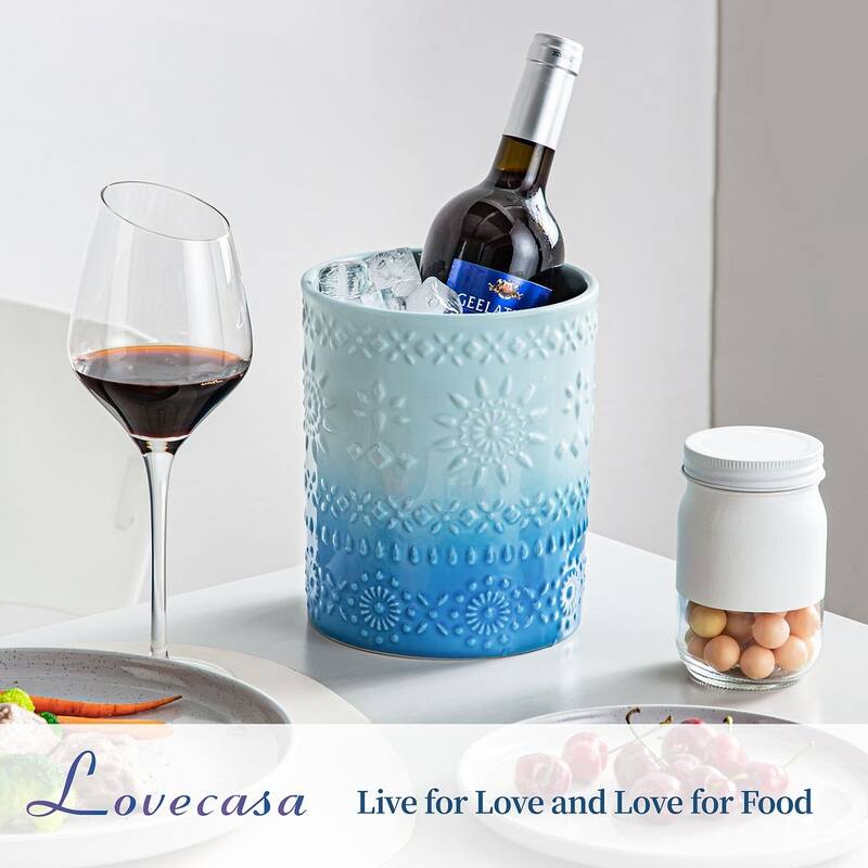 LOVECASA Ceramic 7.3" Large Utensil Holder for Kitchen Countertop