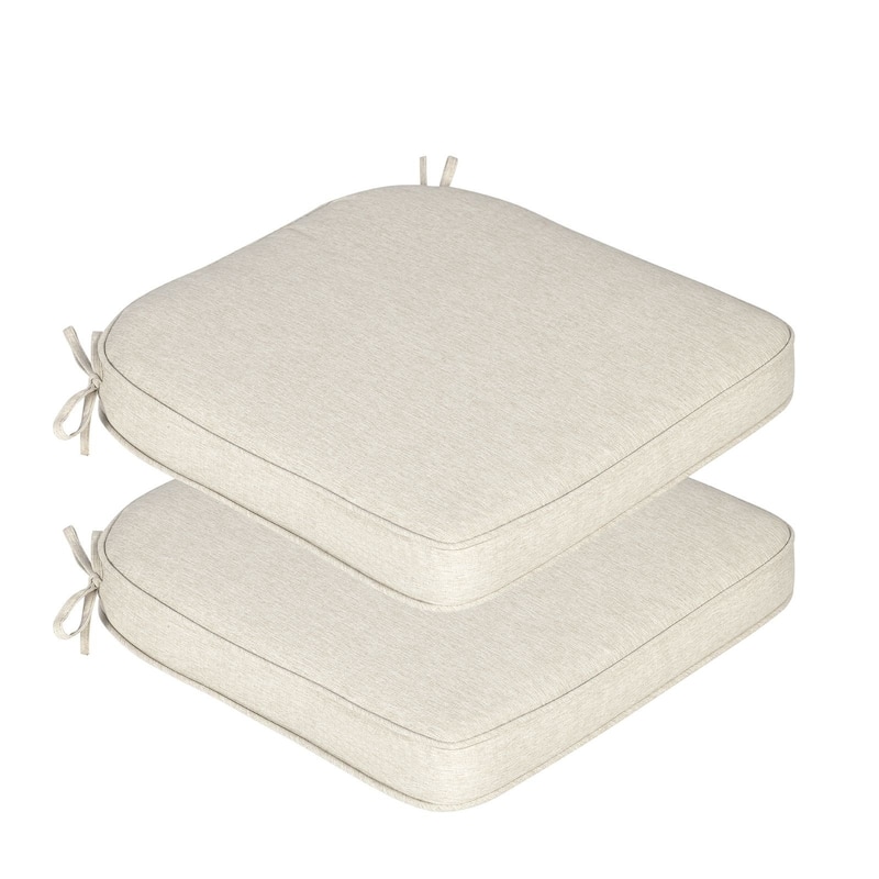 Aoodor Outdoor Dining Chair Cushions Set of 2, Outdoor Chair Pads with Ties, 21 x 21 inch - 21"x21" - Khaki