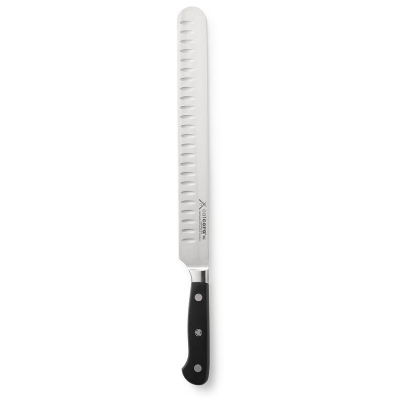 CatCora Forged Granton Roast Slicer Knife, Professional 10-Inch German Steel Blade, NSF-Certified Kitchen Knife - Aluminum