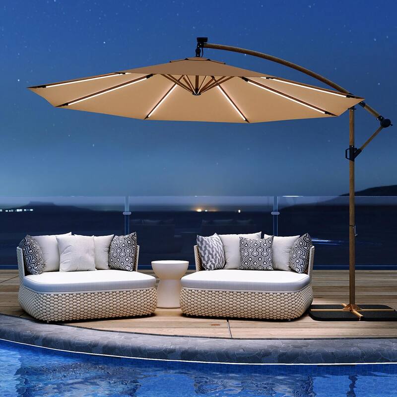COSIEST 10FT Solar LED Patio Umbrella,360° Rotating, UV Block & Waterproof