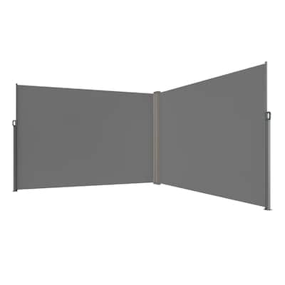 79''x 236'' Grey Polyester Retractable Side Awning Outdoor Privacy Screen with Spring Handle