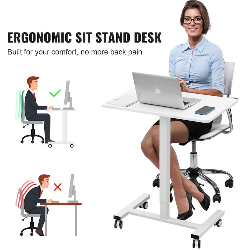 Mobile Standing Desk Table Computer Cart for Home Office School