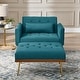 preview thumbnail 29 of 34, Recline Velvet Upholstered Sofa Chair with Ottoman Two Arm Pocket and Wood Frame, Include 1 Pillow and Adjustable Backrest