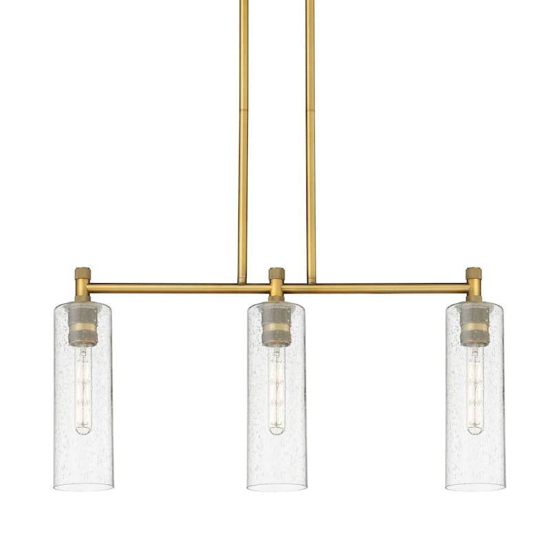 Innovations Lighting 434-3I-15-31 Crown Point Linear Crown Point 3 - Brushed Brass / Seedy
