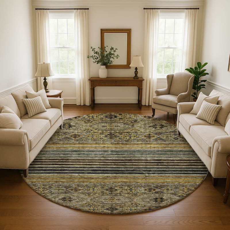Premium Washable Super Soft Boho Stripes Mayfield Rug - Gray - 8' x 8'
