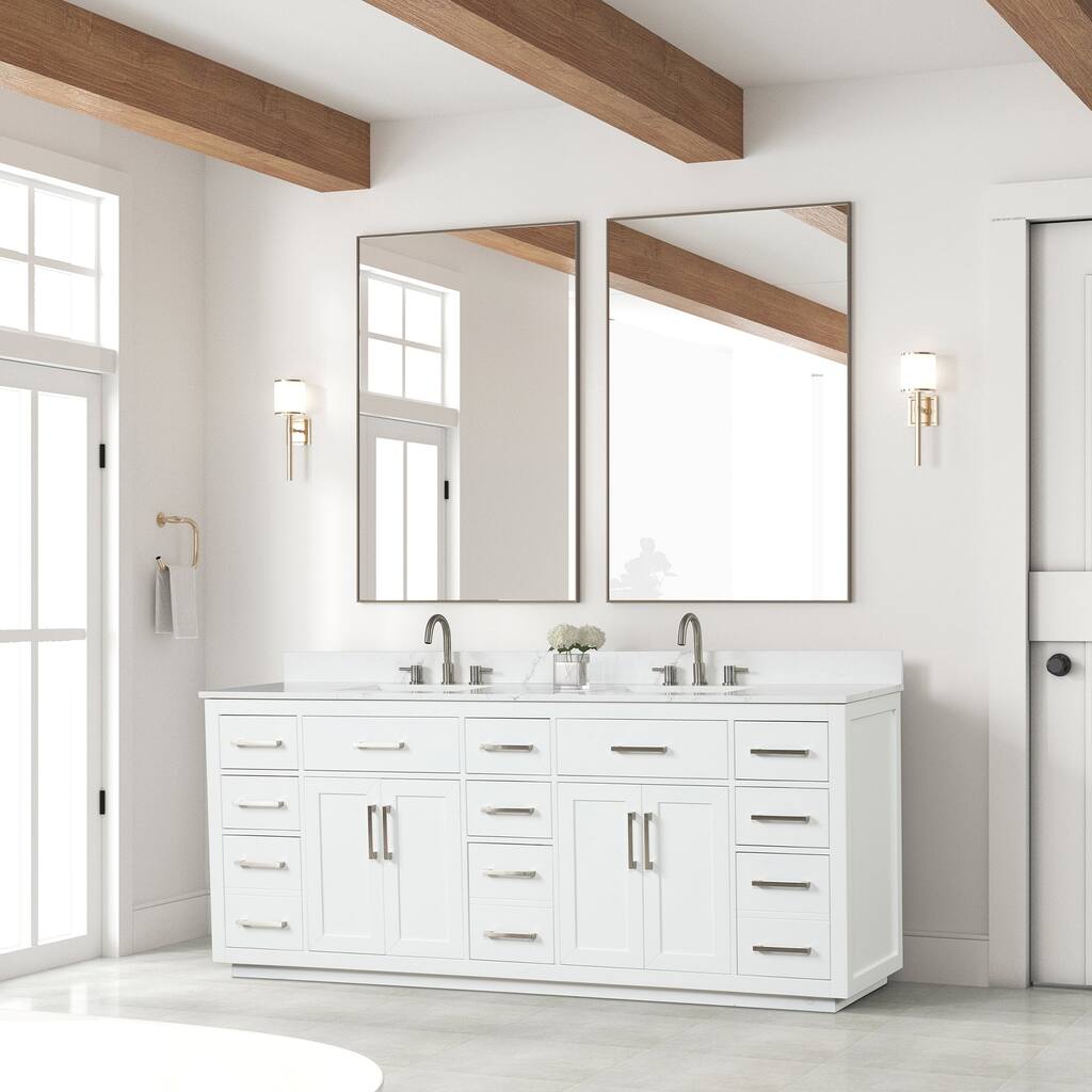 84 inch Freestanding Bathroom Vanity Set with Ceramic Sink